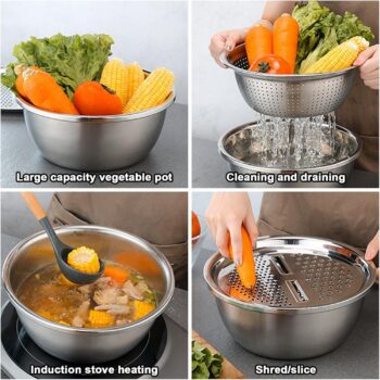 طبق غسيل ستانلس متعدد الوظائف Multi-Function Stainless Washing Bowl