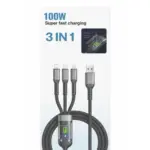 كابل شحن 3 في 1 سوبر فاست 100W