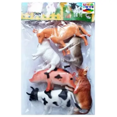 كيس حيوانات المزرعة – 6 قطع بلاستيك